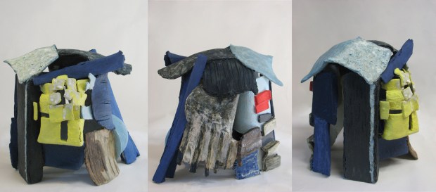 Untitled n1 della serie Territmi semirefra ttario + ossidi e smalto dim.cm38x36x34a