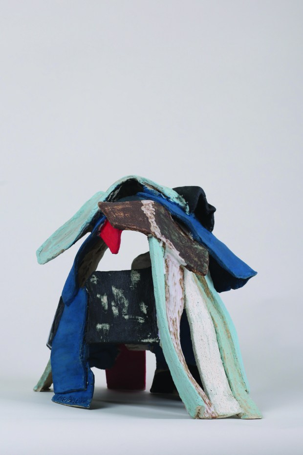 Untitled n°2 della serie Territmi year 2016 1semirefrattario + ossidi e smalto vista3 dim.cm.30x36x24jpg